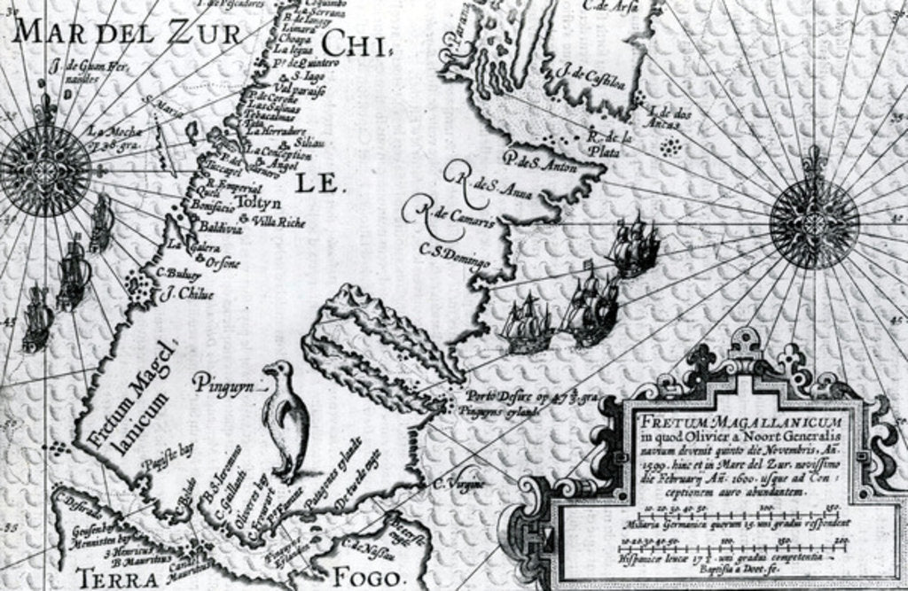 Detail of Map of the Strait of Magellan by Dutch School