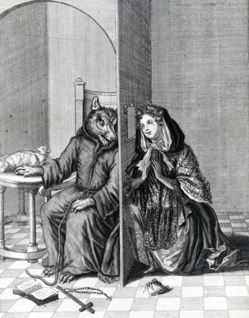 Detail of Converte Angliam, or It is a foolish Sheep that makes the Wolf her Confessor, 19th Century by English School