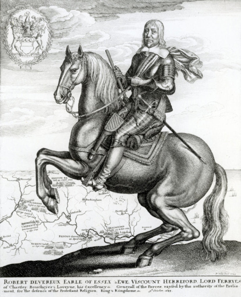 Detail of Portrait of Robert Devereux on horseback by English School