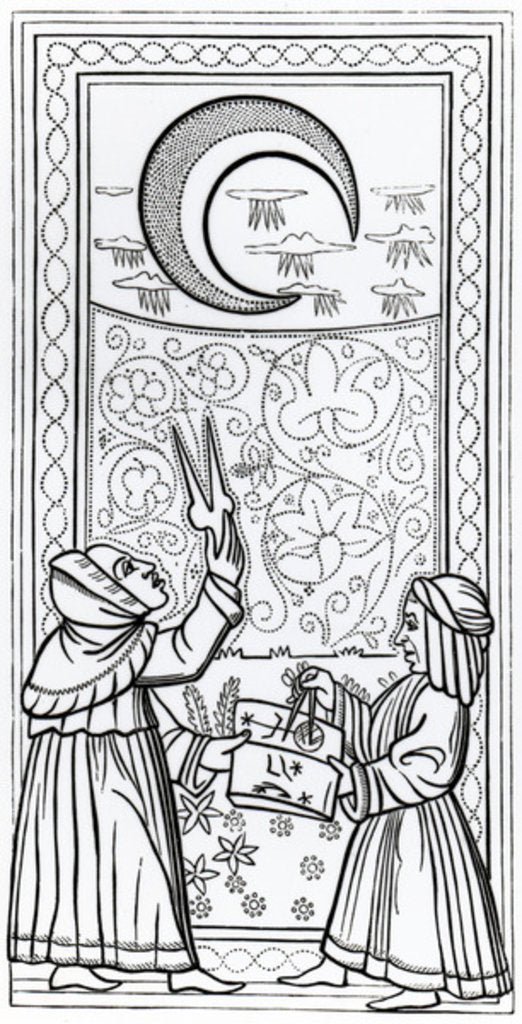 Detail of The Moon, tarot card by Anonymous