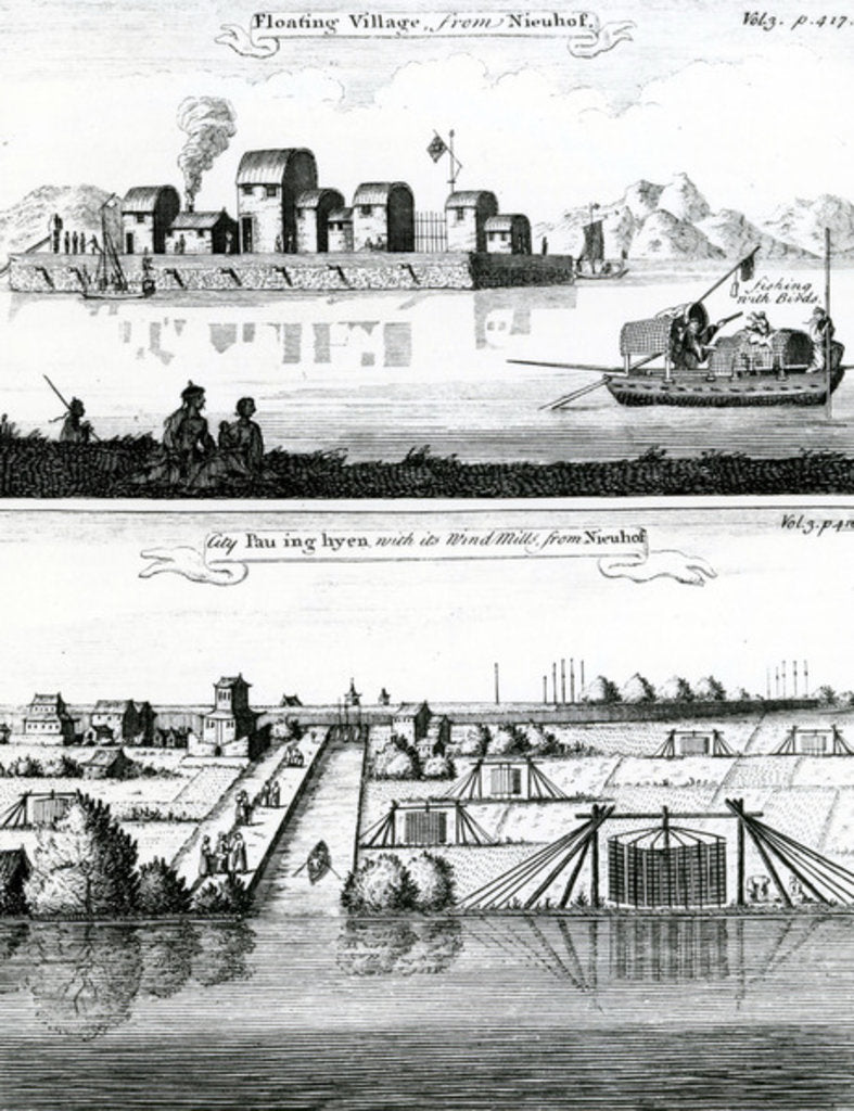 Detail of Chinese floating Village, 17th Century by German School