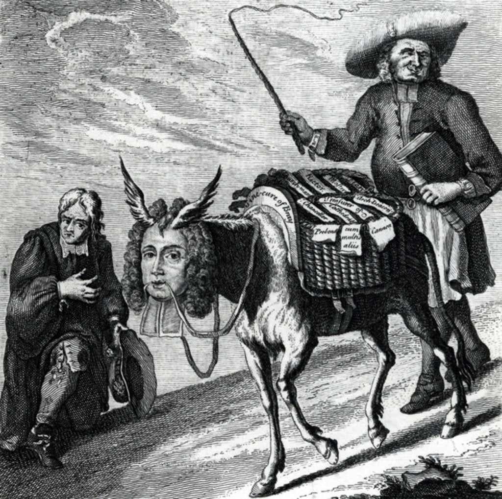 Detail of An Ass loaded with Church Preferments, 1737 by English School