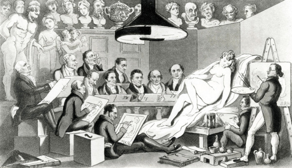 Detail of R. A.'s of Genius reflecting on the true line of Beauty at the Life Academy Someset House by English School