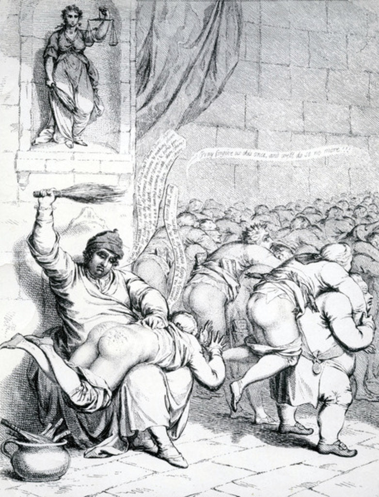 Detail of Westminster School, or Dr. Busby settling accounts with Master Billy and his Playmates, 1785 by English School