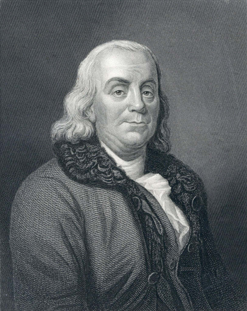 Detail of Portrait of Benjamin Franklin, c.1833 by English School