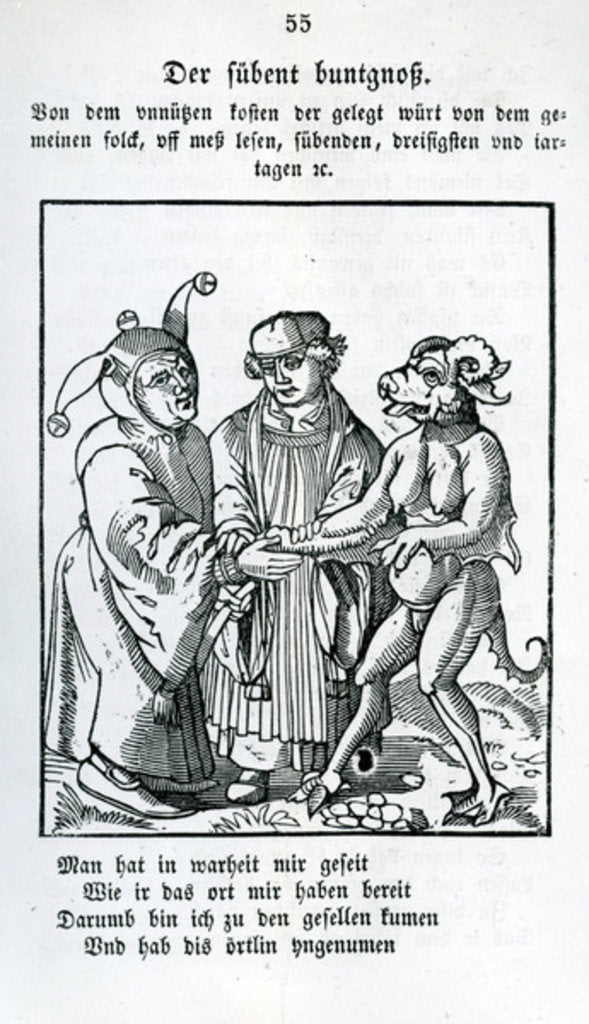 Detail of Minister, Fool and Devil from Das Kloster vol. 10, 1845-1849 by German School