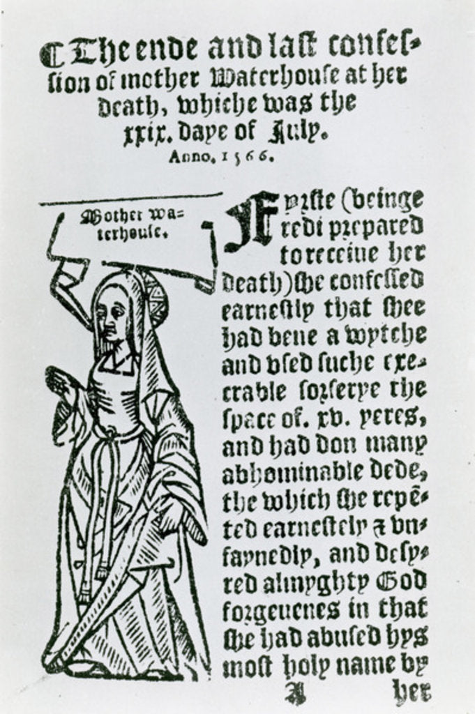Detail of Mother Waterhouse, pamphlet, 1566 by English School