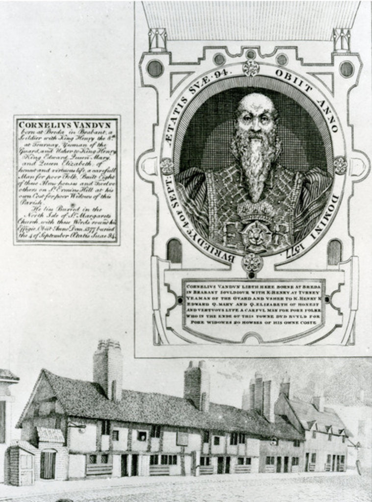 Detail of Cornelius Van Dun Memorial and Almshouses, 1798 by English School