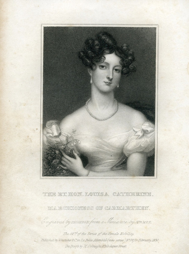 Detail of Louisa Catherine Osborne, Duchess of Leeds when Marchioness of Carmarthen, 1830 by English School