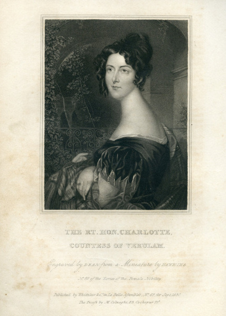 Detail of The Rt. Hon. Charlotte, Countess of Verulam, 1830 by English School