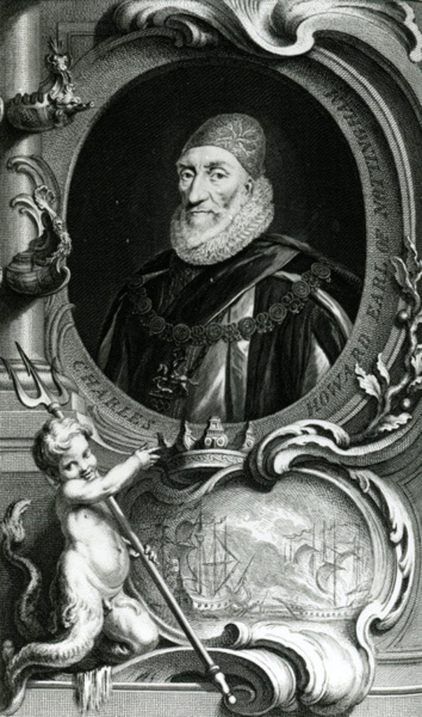 Detail of Portrait of Charles Howard, Earl of Nottingham by Jacobus Houbraken