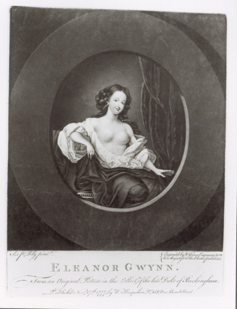 Detail of Eleanor Gwynne engraved by Valentine Green 1777 by Peter (after) Lely