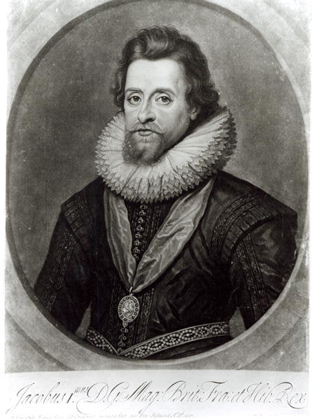 Detail of Portrait of James I after a miniature by Nicholas Hilliard of 1617 by Anthony van (after) Dyck