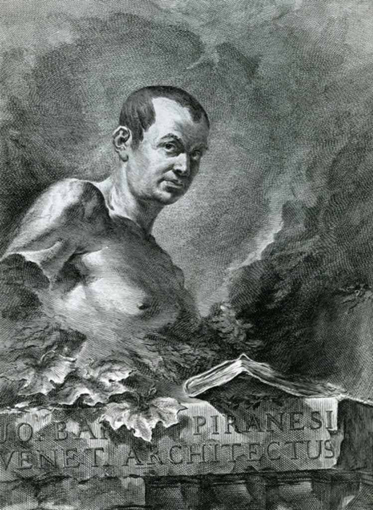 Detail of Portrait of Giovanni Battista Piranesi, 1750 by Francesco Polanzani