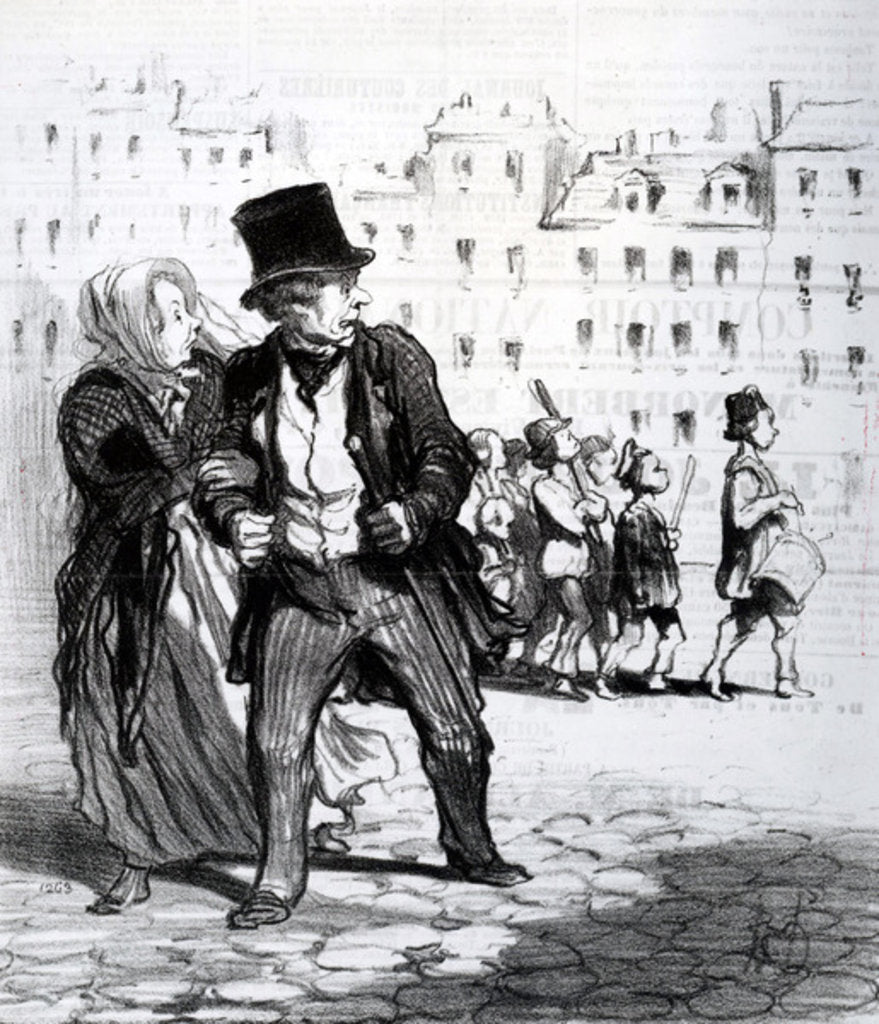 Detail of Le Alarmistes et les Alarmes by Honore Daumier