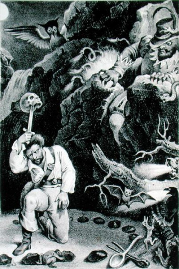 Detail of Scene from the opera 'Der Freischutz' by Carl Maria von Weber lithograph by Adam et Hostein by Johann Heinrich Ramberg (after)
