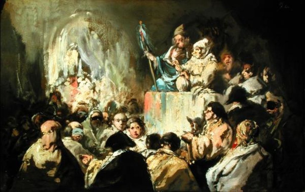 Detail of Addressing a Masked Crowd by Eugenio Lucas y Padilla