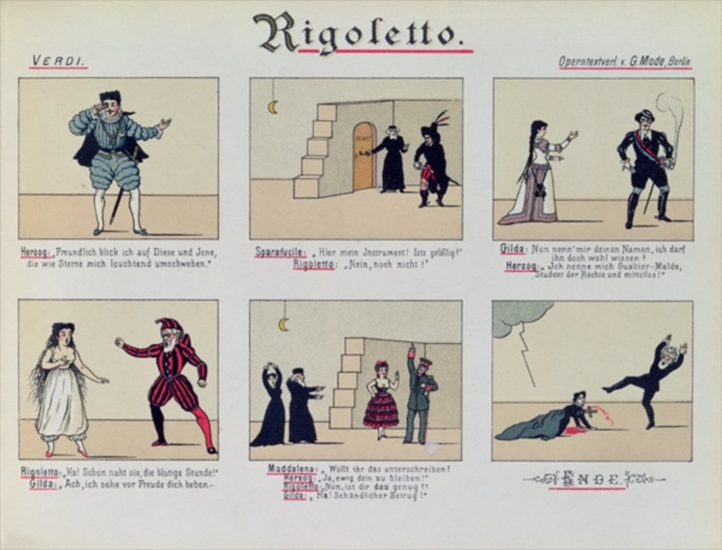 Detail of Scenes from the Opera 'Rigoletto' by Giuseppe Verdi by German School