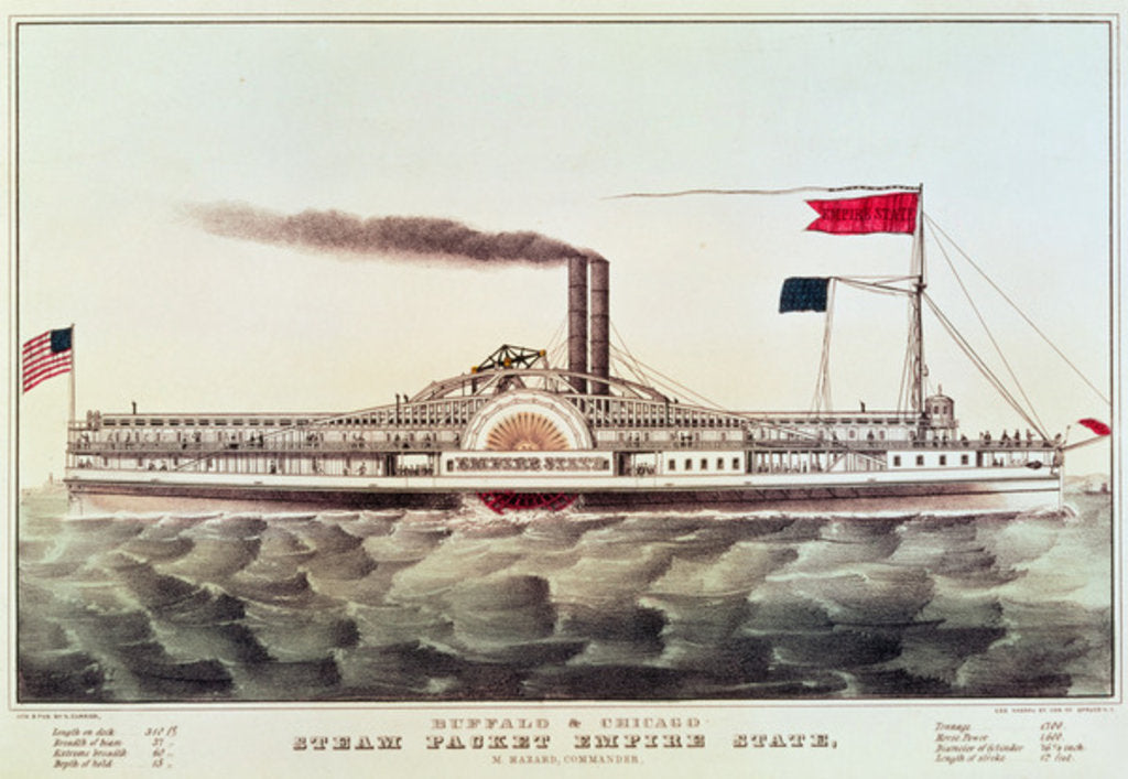 Detail of Buffalo & Chicago Steam Packet, Empire State by N. and Ives J.M. Currier