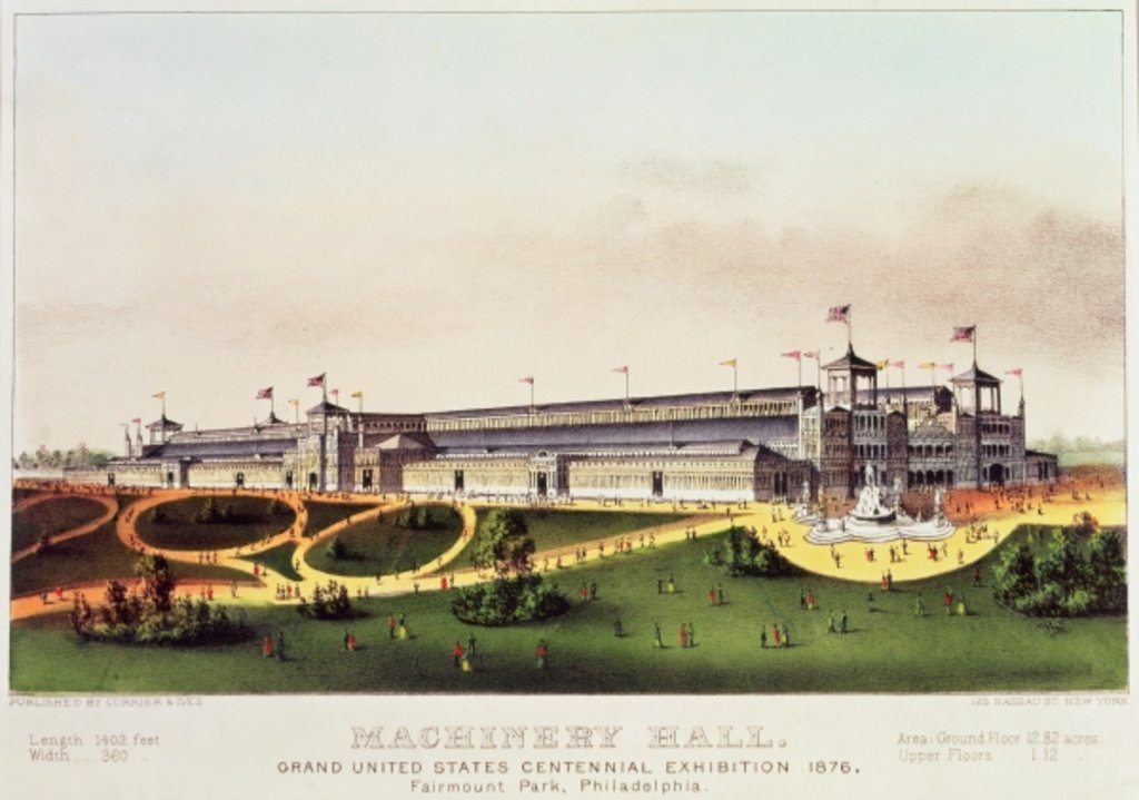 Detail of Machinery Hall, Grand United States Centennial Exhibition, Fairmount Park. by American School