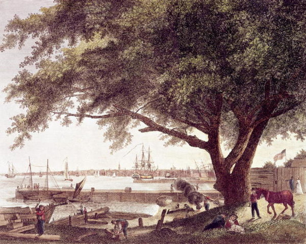 Detail of The City and Port of Philadelphia, on the River Delaware, from Kensington, 1800 by American School