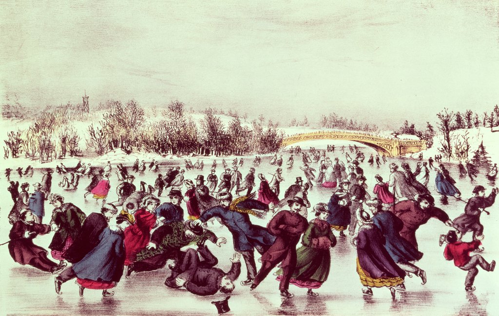 Detail of Central Park, Winter: The Skating Carnival by American School