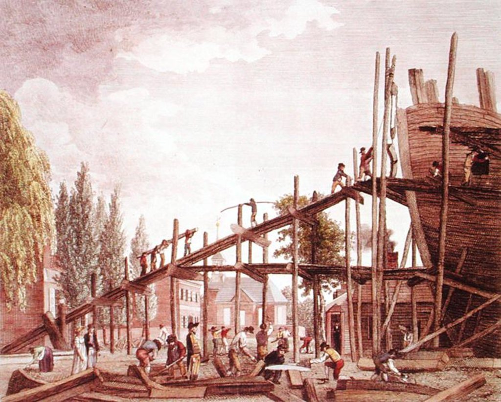 Detail of Preparation for War to Defend Commerce by William & Son Birch