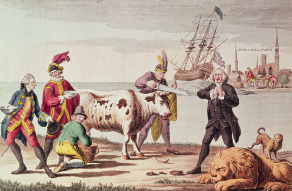 Detail of Indian Cutting the Horns of a Cow by American School