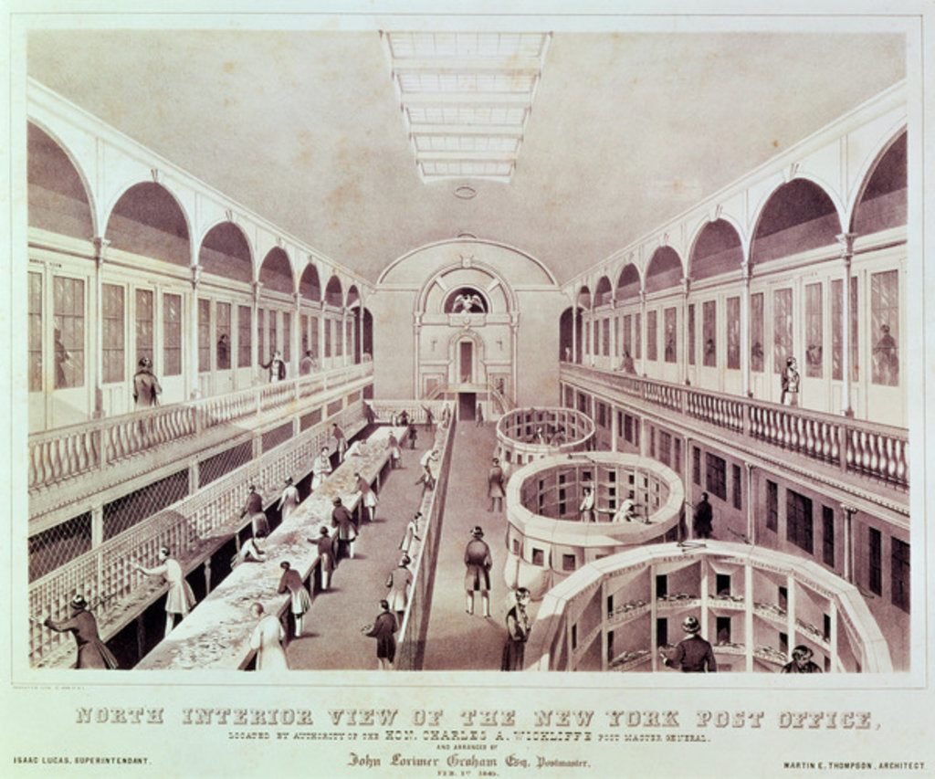 Detail of North Interior View of the New York Post Office by American School
