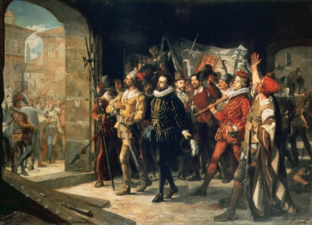 Detail of Antonio Perez Released from Prison by the Rebels in 1591 by Augustus or Augusto Ferran