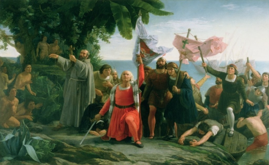 Detail of The First Landing of Christopher Columbus in America, 1862 by Dioscoro Teofilo Puebla Tolin