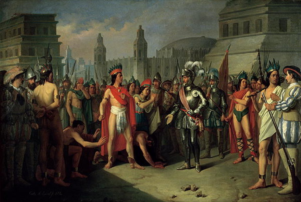 Detail of The Imprisonment of Guatimocin by the Troops of Hernan Cortes, 1856 by Carlos Maria Esquivel