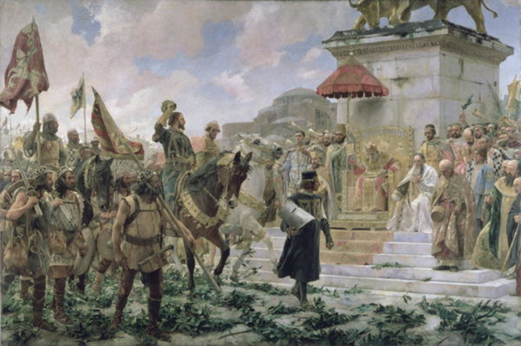 Detail of The Arrival of Roger de Flor in Constantinople in 1303 with 8000 'Almogavares' serving the Byzantine Emperor in Battle against the Turks, 1888 by Jose Moreno Carbonero