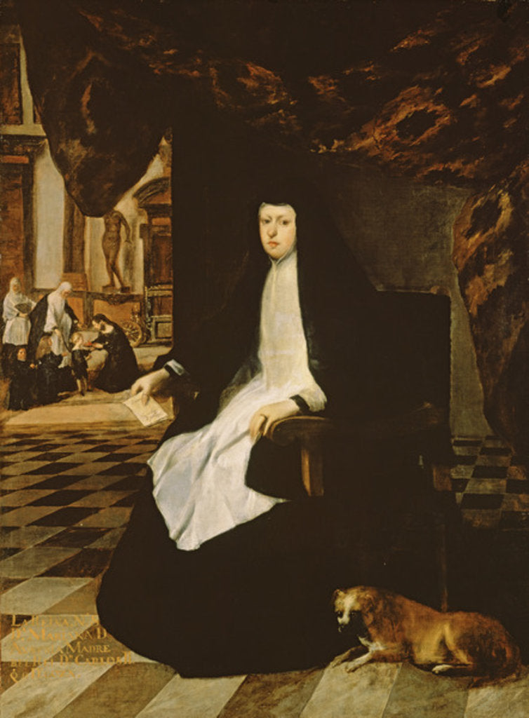 Detail of Portrait of Queen Mariana of Spain in Mourning, 1666 by Juan Bautista Martinez del Mazo