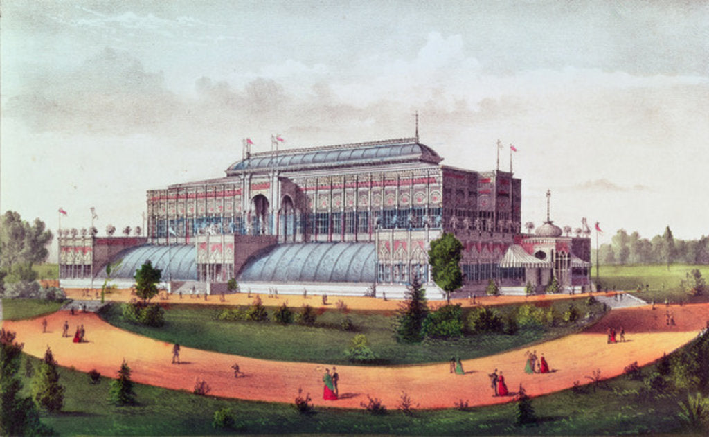 Detail of Horticultural Hall, Grand United States Centennial Exhibition 1876 by N. and Ives J.M. Currier