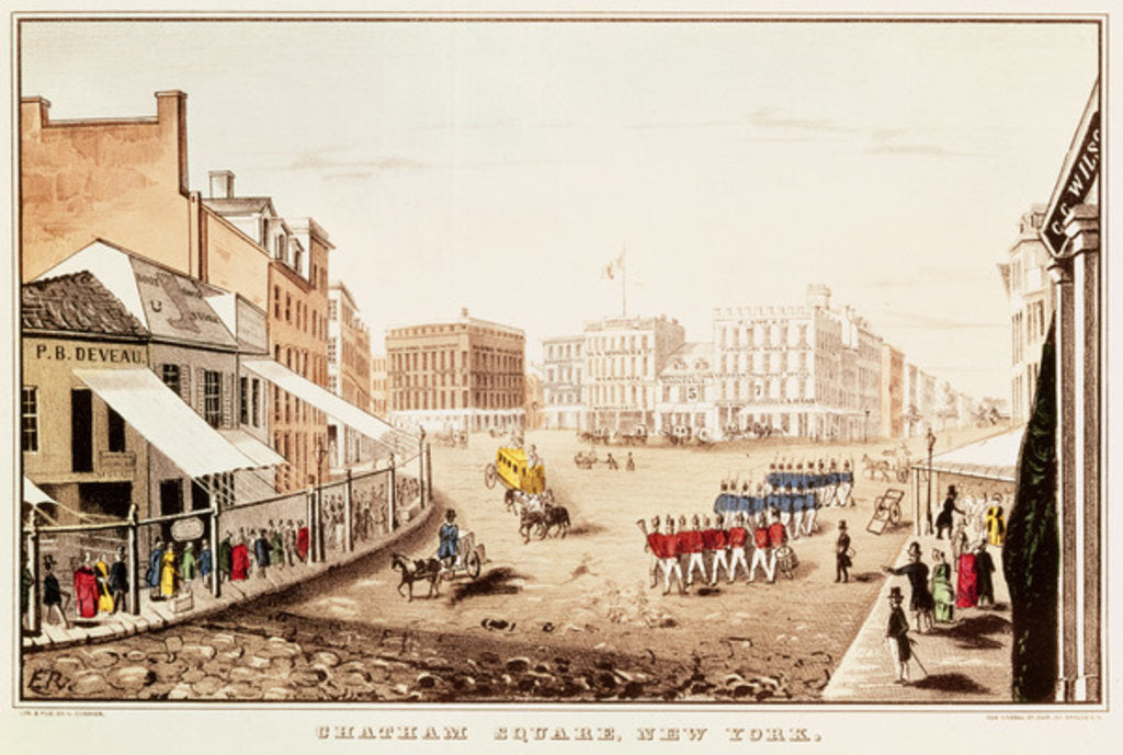 Detail of Chatham Square, New York, c.1847 by N. and Ives J.M. Currier