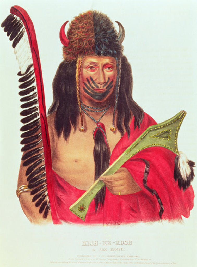 Detail of Kish-ke-kosh, a Fox Brave, 1838-44 by American School