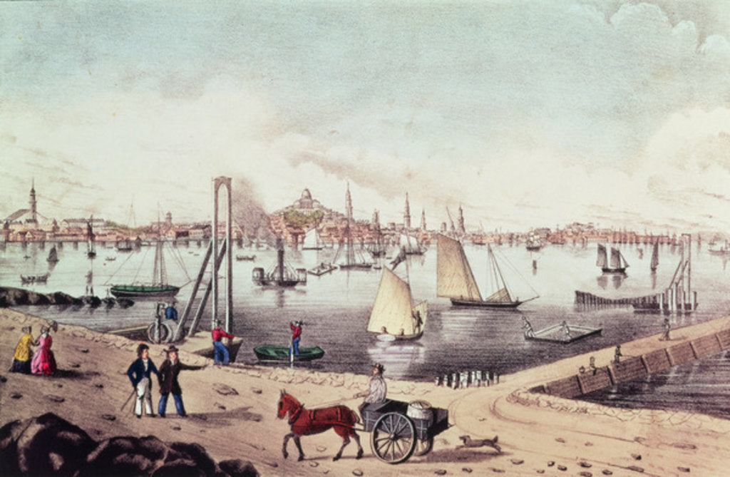Detail of View of Boston by N. and Ives J.M. Currier