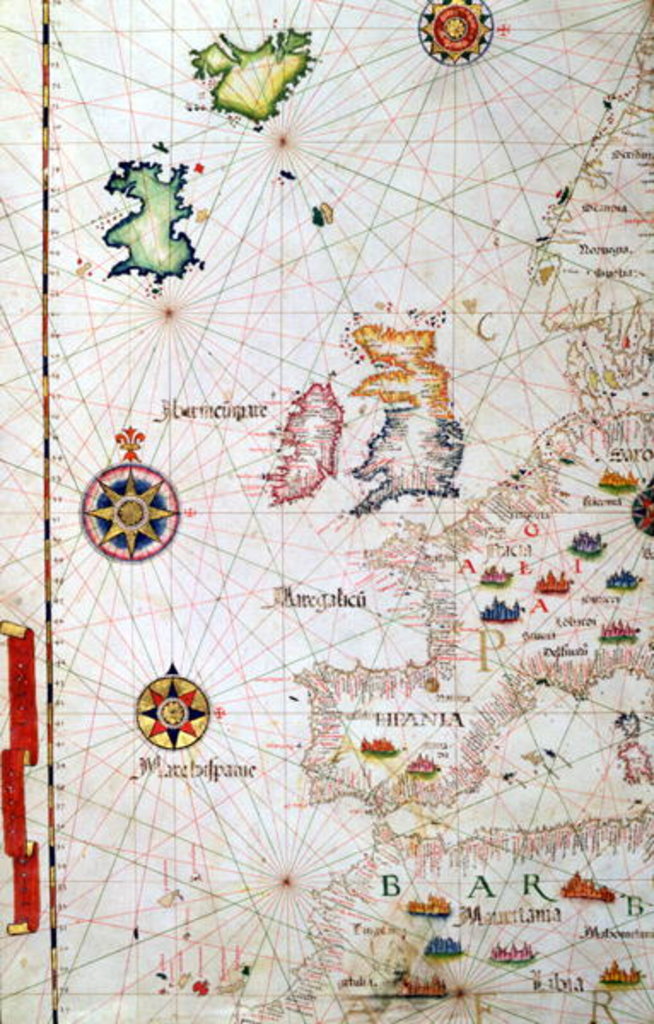 Detail of The British Isles, Iberia and Northwest Africa, detail from a world atlas, 1565 by Diego Homem