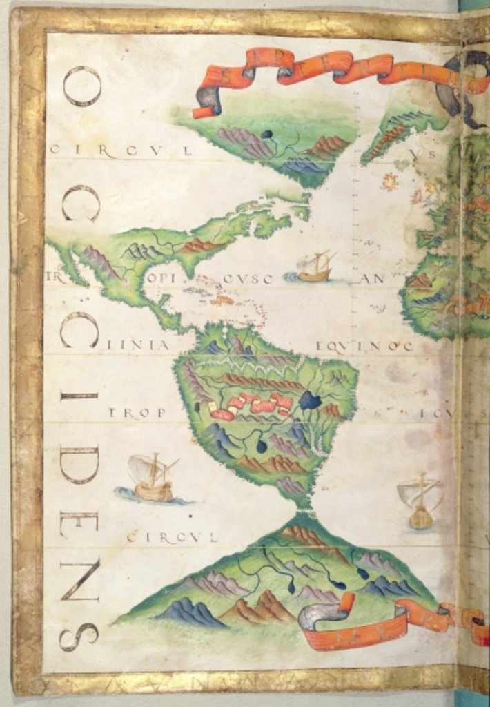 Detail of The Americas, detail from world atlas, 1565 by Diego Homem