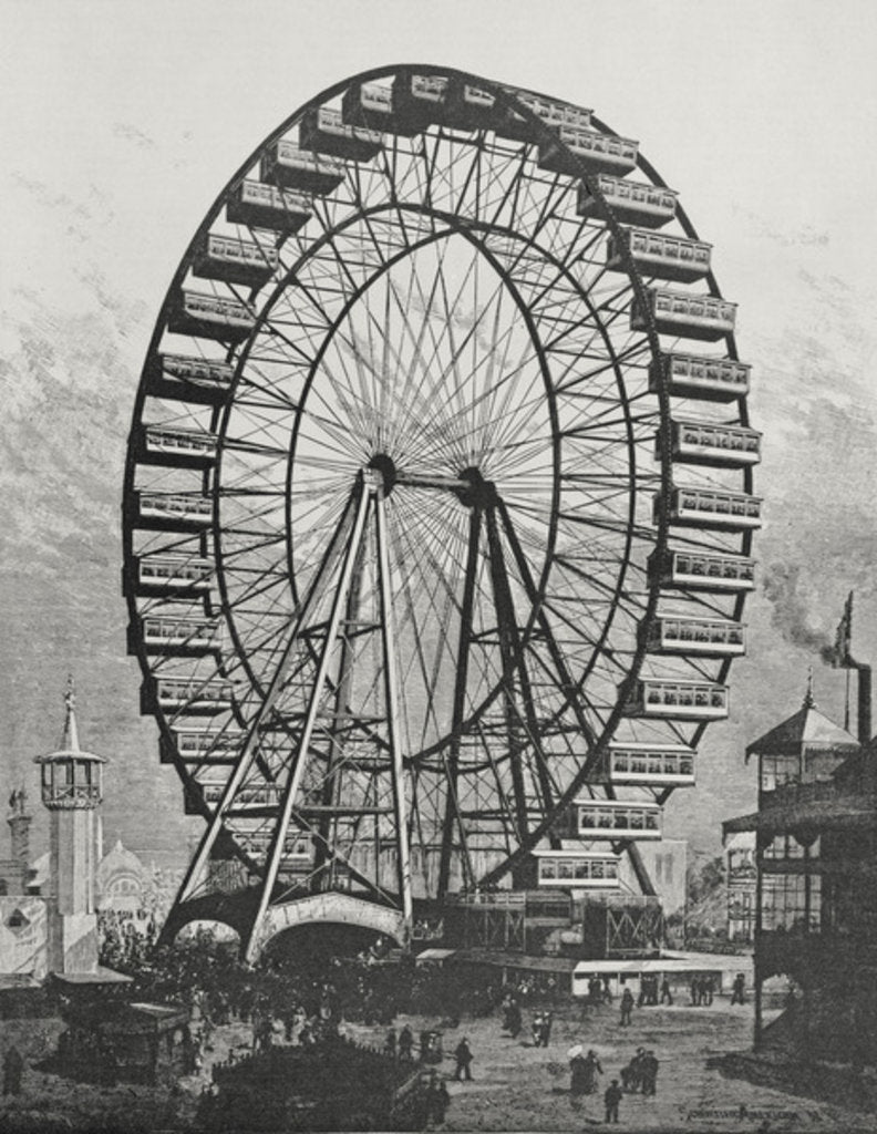 Detail of The Great Ferris Wheel in The World Columbian Exposition, 1st July 1893 by American School