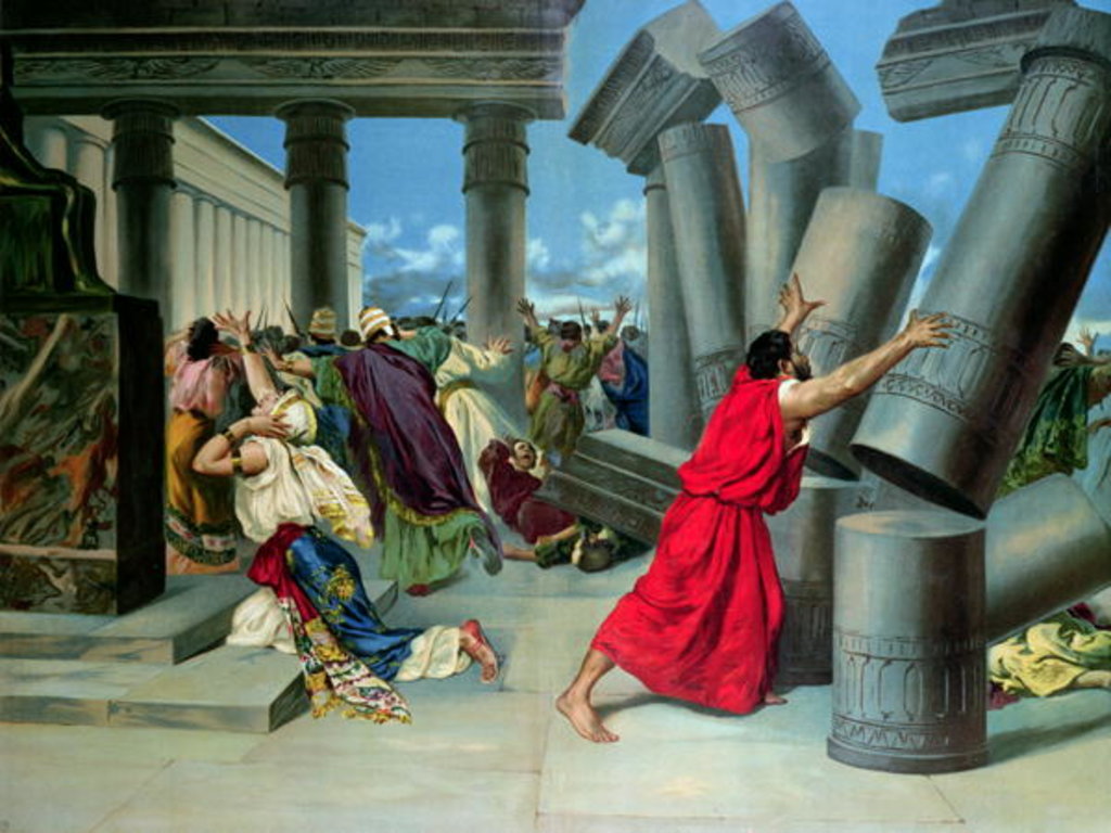 Detail of Samson and Delilah and the destruction of the Temple by German School