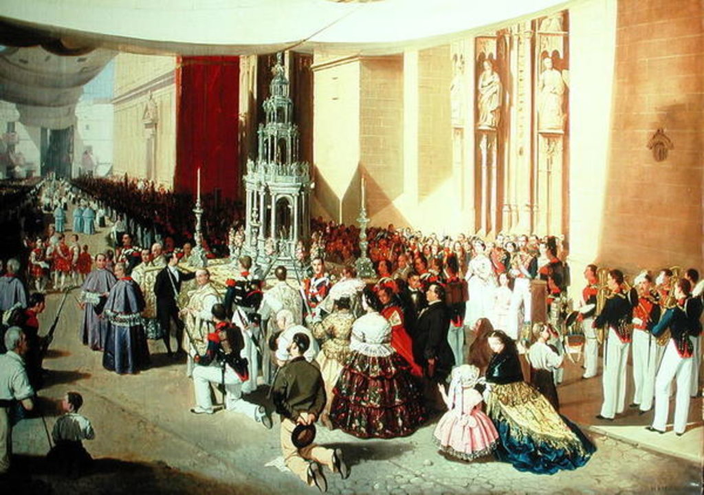 Detail of Procession of Corpus Christi in Seville by Manuel Cabral y Aguado Bejarano