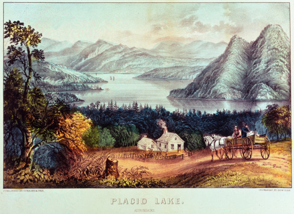 Detail of Placid lake, Adirondacks by N. and Ives J.M. (1824-95) Currier