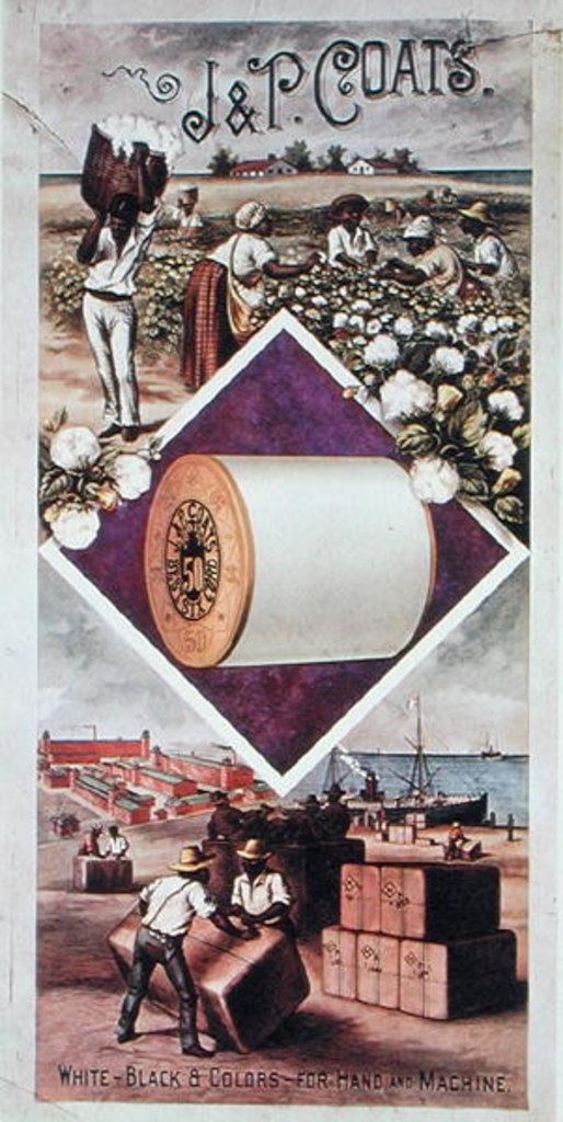 Detail of Poster advertising 'J&P Coats' cotton c.1850 by American School