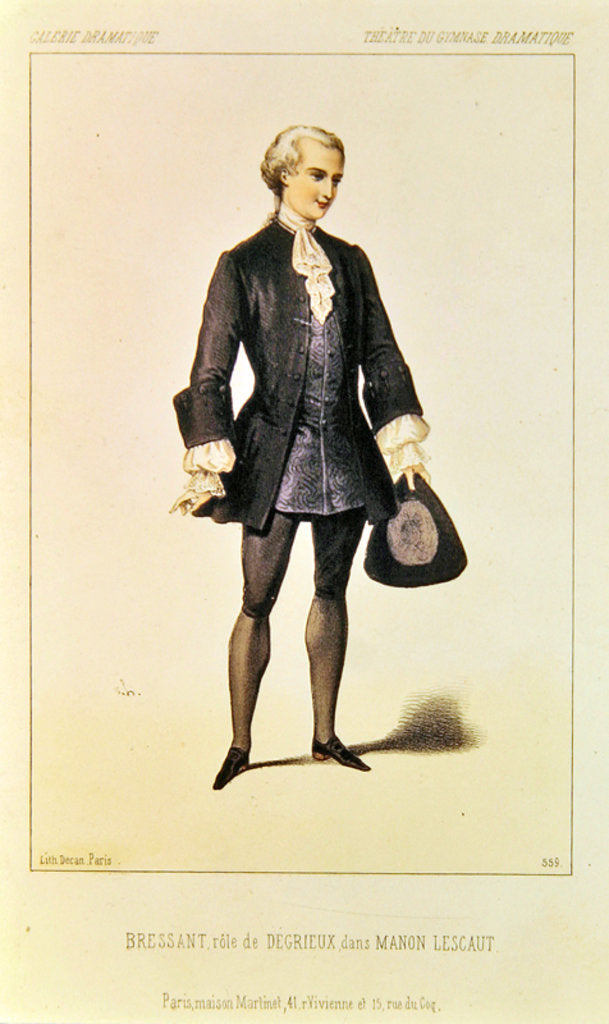 Detail of Bressant in the role of Degrieux, in the opera Manon Lescaut by Anonymous
