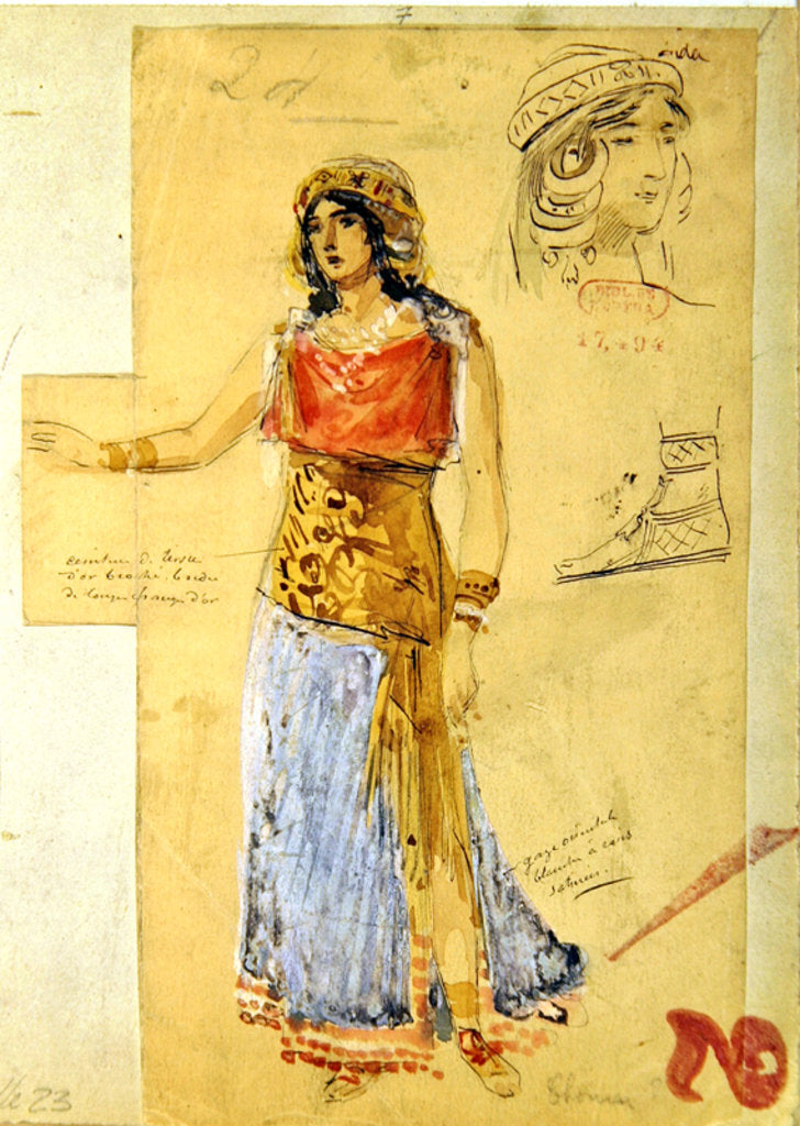 Detail of Costume design for the role of Isolde, in the opera 'Tristan und Isolde', by Richard Wagner by Anonymous
