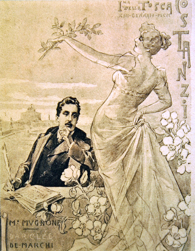 Detail of Commemorative Postcard of the first performance of the opera 'Tosca', by Giacomo Puccini 1900 by Anonymous