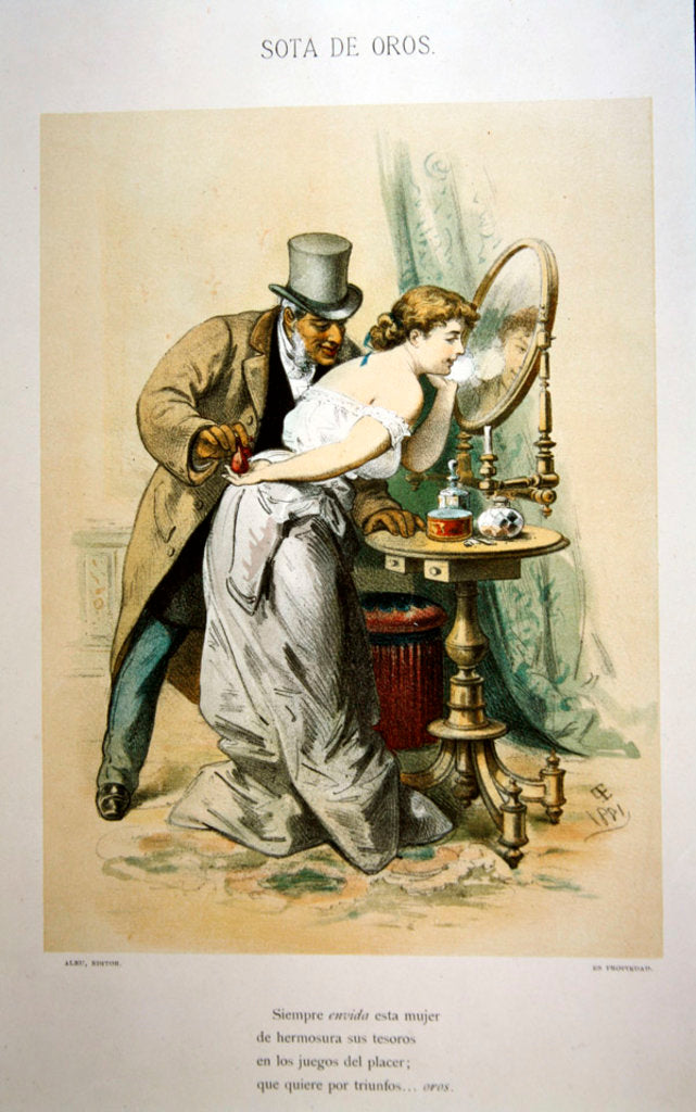 Detail of The Story of a Woman: The Jack of coins, 1881 by Eusebio Planas