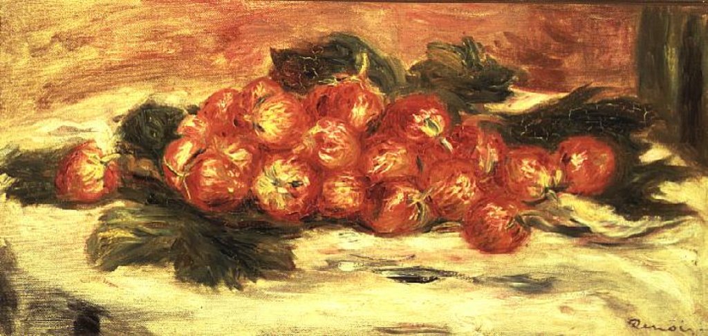 Detail of Strawberries on a White Tablecloth by Pierre Auguste Renoir